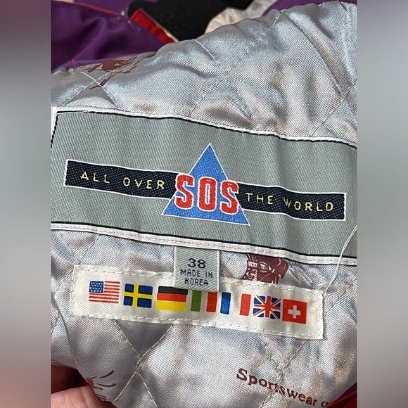 Vintage men ski overall insulated pants pockets size 38 red snowboard trousers - Picture 12 of 12